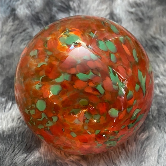 Handblown Orange Glass Pumpkin with Green Stem - Home Art - Picture 5 of 16